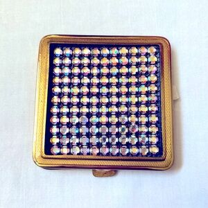 Vintage Rhinestone Makeup Powder Compact
